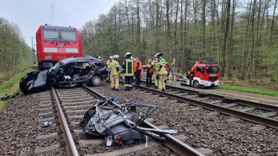 Train hits car at crossing in Germany, 3 killed