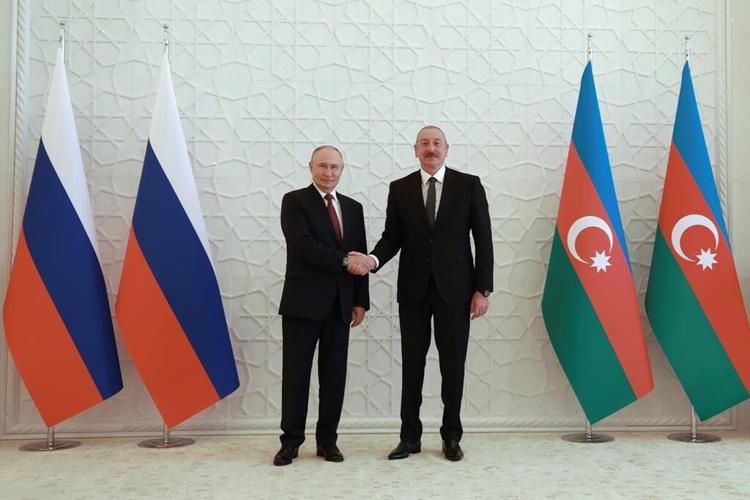 Putin meets Azerbaijani president in Baku to strengthen ties as regional tensions persist
