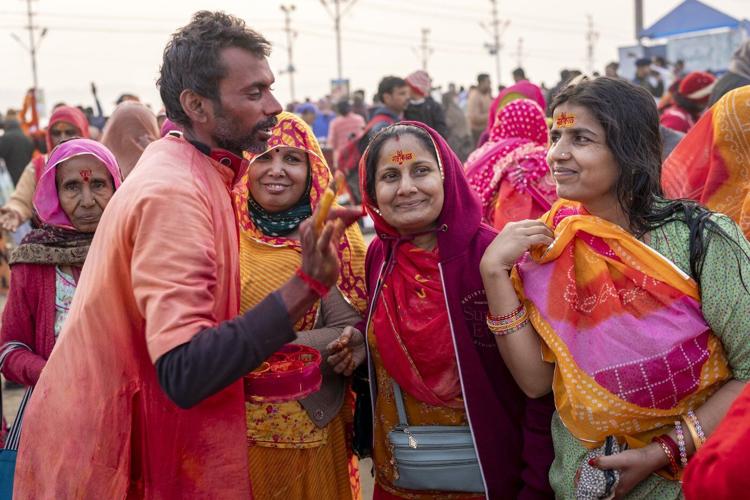 Sacred strokes of color on foreheads are a major display of Hinduism at India’s Maha Kumbh festival