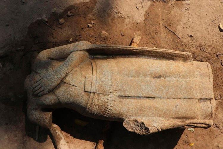 The torso of a Buddha statue has been found at Cambodia's Angkor temple complex