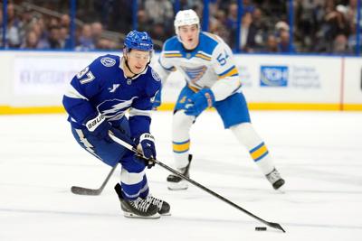 NHL roundup: Raddysh hits 100 career points as Lightning beat the Blues 4-1