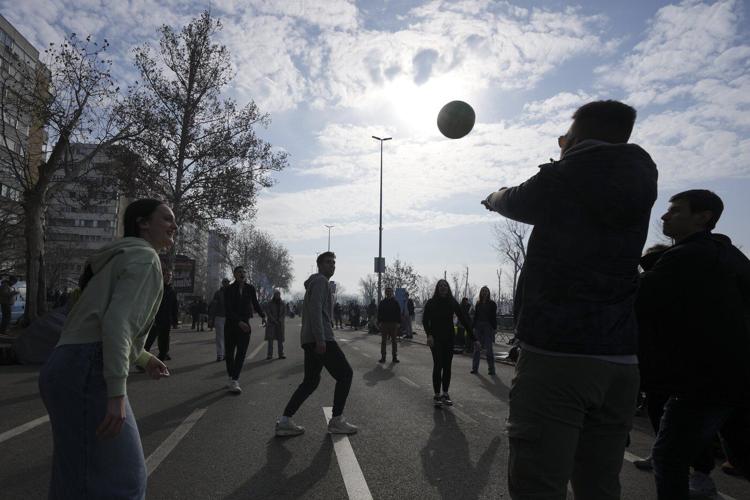Serbia's striking students create 'festival atmosphere' to pass the time during protests