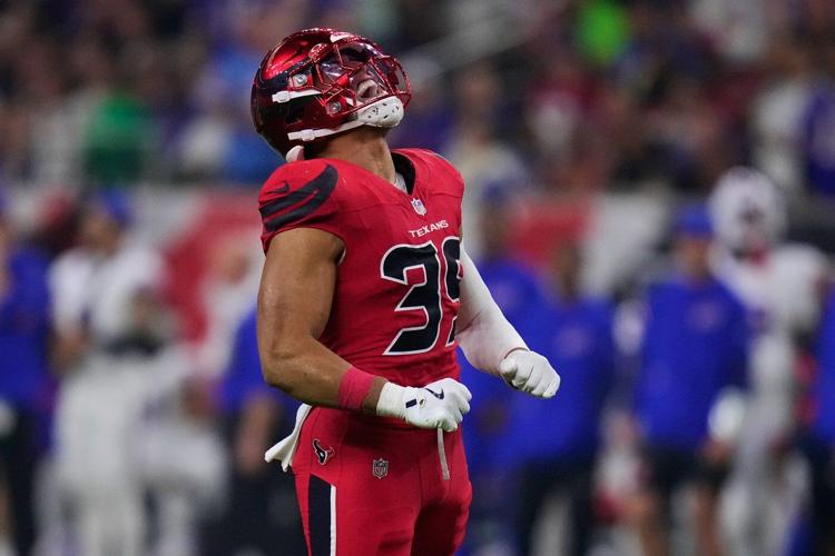 Texans get 8 sacks and Calen Bullock forces 3 turnovers in Houston's 23-19 win over Bills