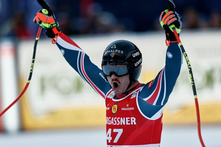 Swiss ski star Odermatt wins foggy downhill to match Tomba's 50 in World Cup races