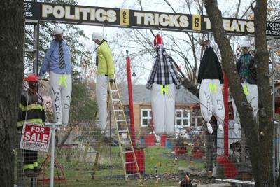 Halloween display depicts municipal politicians hanging from a noose in Manitoba
