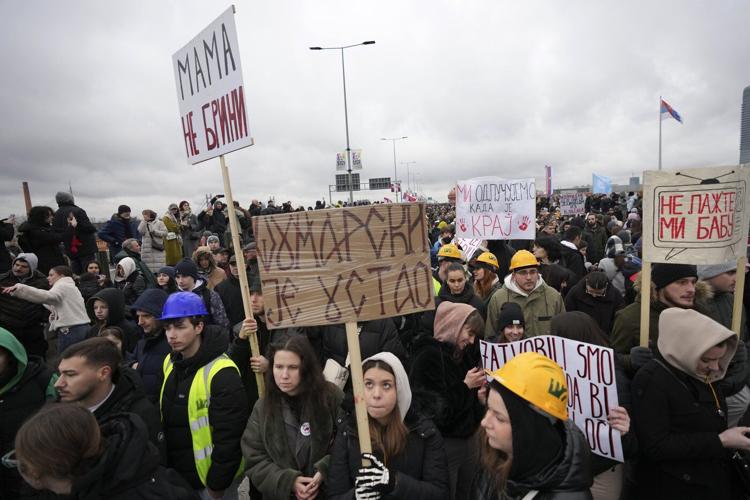 Key motorway in Serbian capital blocked during student-led protest over train station crash