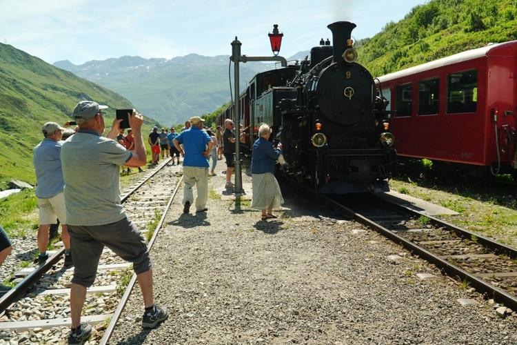 Steam railway that travels through the Swiss Alps celebrates its 100th anniversary