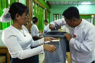 Myanmar's military-backed party claims strong lead in election's first phase