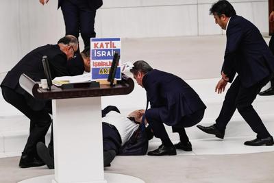 Turkish lawmaker who gave speech criticizing Israel dies after collapsing in parliament