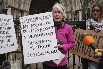 British climate protester won't be charged for sign telling jurors to vote their conscience