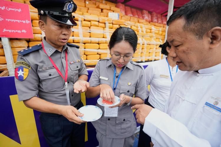 Myanmar torches $600 million in seized heroin, meth and other drugs
