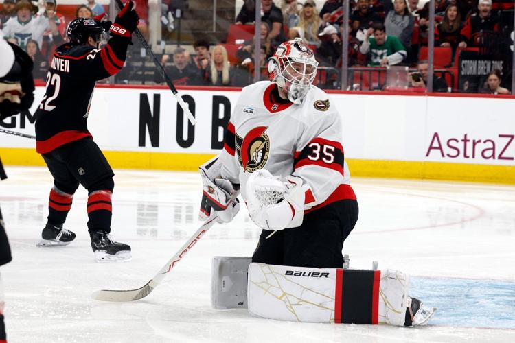 Stankoven, Hall, Andersen help Carolina Hurricanes top the Ottawa Senators 2-0 to open NHL playoffs