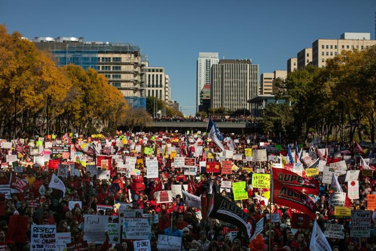 Red shirts and red-rimmed eyes: 740,000 Alberta students back to classes post-strike