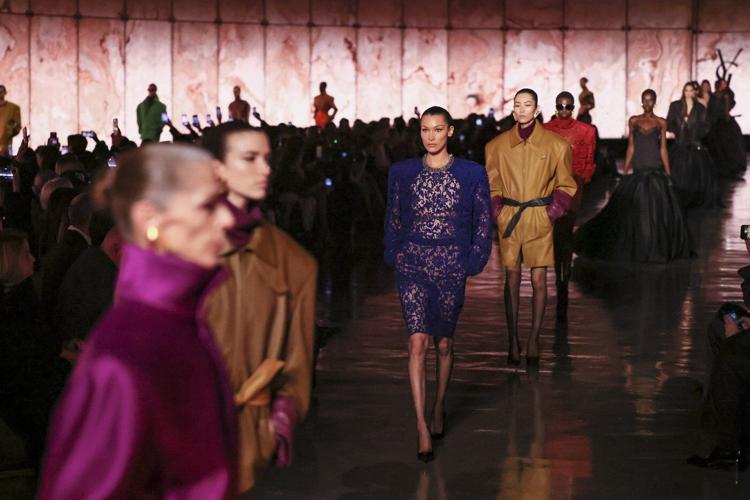 Capping the Paris fashion season, Saint Laurent touts the art of powerful shoulders