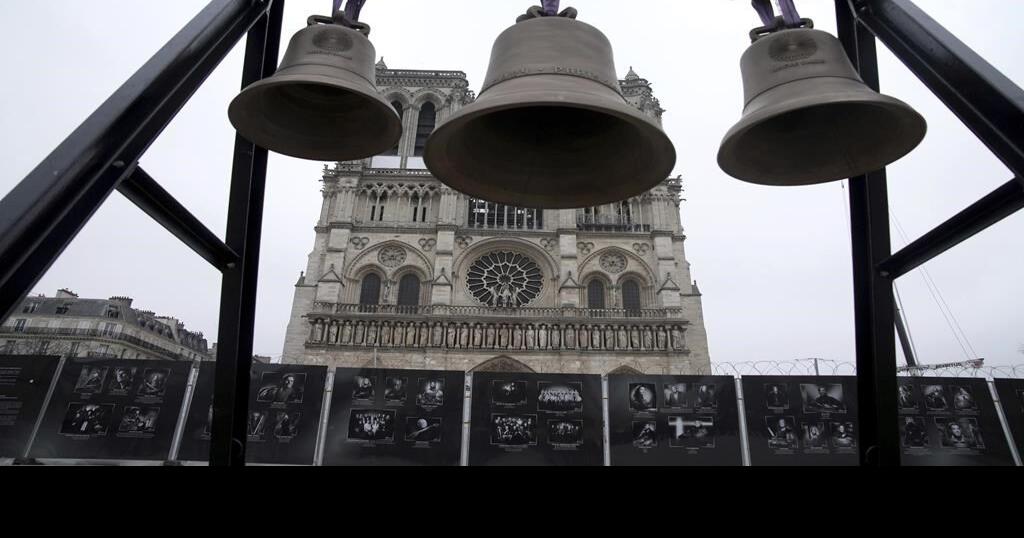 Notre Dame marks arrival of Paris Olympics’ iconic trackside bell as