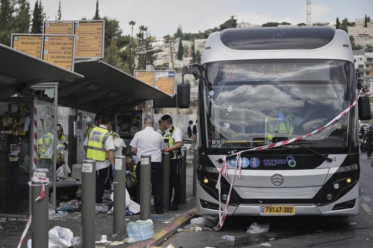 Photos from the scene of a shooting attack in Jerusalem