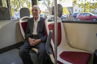 Rome buses recount story of a Jewish boy who avoided Nazi deportation by riding tram. He's now 92