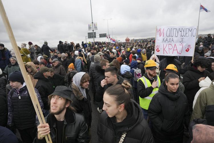 Key motorway in Serbian capital blocked during student-led protest over train station crash