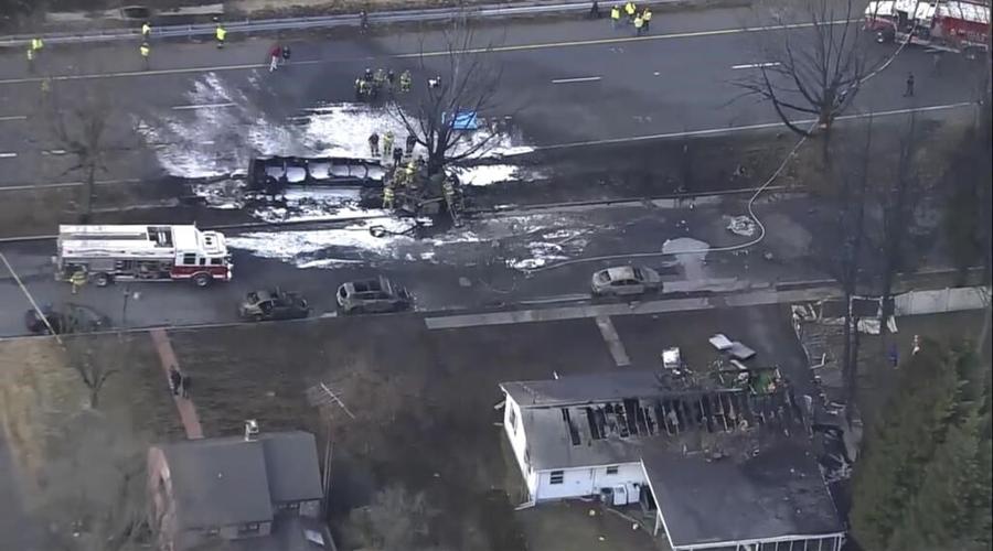 Fiery tanker crash kills driver, burns Maryland homes
