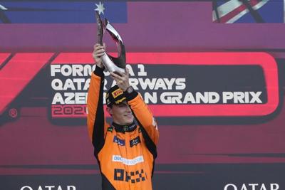 Piastri wins F1's Azerbaijan Grand Prix after late crash knocked out Perez and Sainz