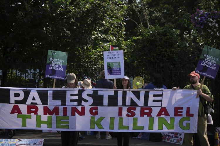 Protesters urge Wimbledon to cut ties with Barclays over Israel business deals