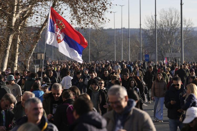 Serbia's students lead Danube bridge blockades as protest draws tens of thousands calling for change