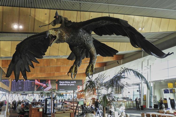 A giant sculpture of Gandalf riding an eagle departs Wellington airport for good