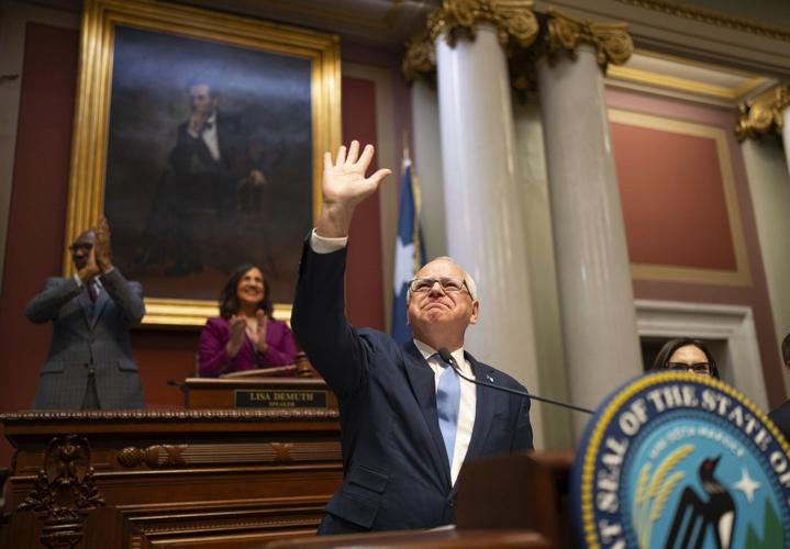 Gov. Tim Walz pledges to protect Minnesota from the 'chaos' he says Trump has unleashed on the world