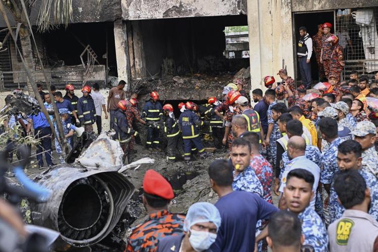 Photos show the aftermath of a jet crash at a school in Bangladesh