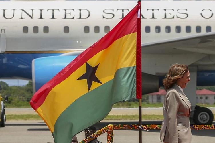 Harris visits Ghana's president, promises aid, investments