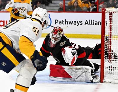 Saros frustrates Senators as Predators prevail 3-0