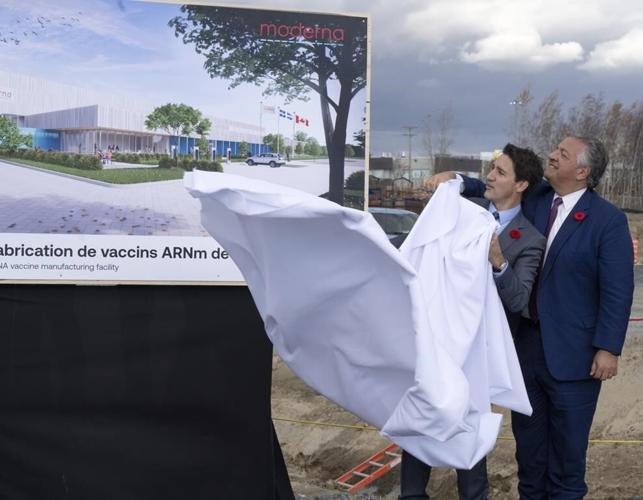 Feds hold groundbreaking ceremony for Moderna's mRNA vaccine factory in Montreal area