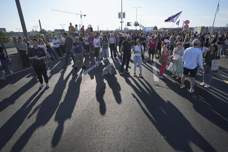 Serbia's protesting students rally across the country to mark 7 months since train station tragedy