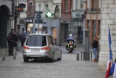 French presidential couple attend funeral service of teacher slain in school attack