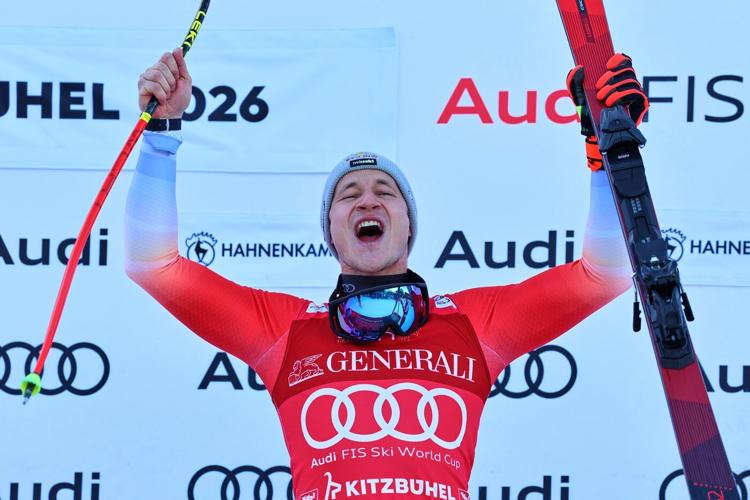 Odermatt narrowly beats Swiss teammate von Allmen to win last World Cup super-G before Olympics