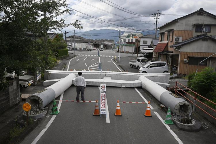 Photos show the aftermath of a damaging earthquake in southwestern Japan
