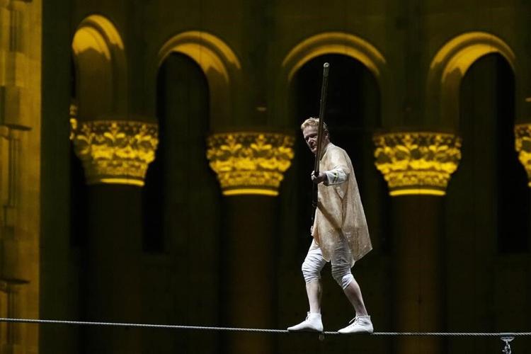 Philippe Petit recreates high-wire walk between World Trade Center's twin towers on 50th anniversary