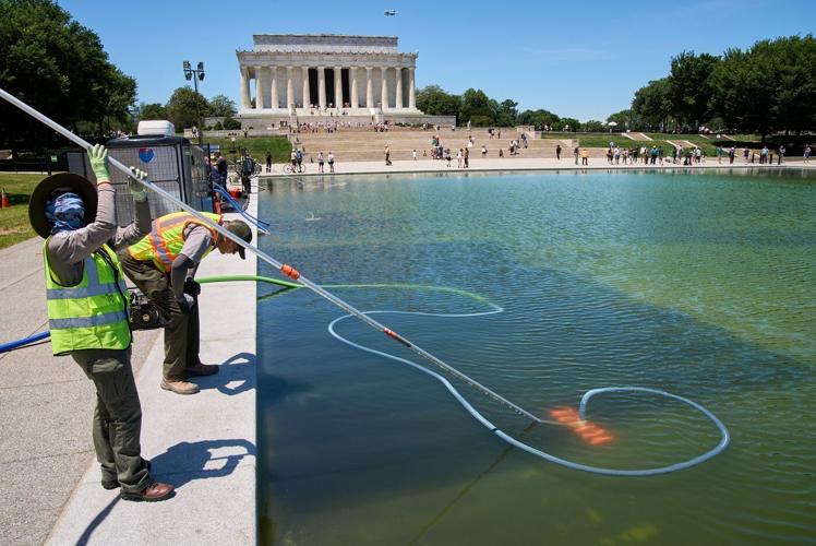 Trump administration uses hydrogen peroxide and tiny bubbles against algae in Reflecting Pool