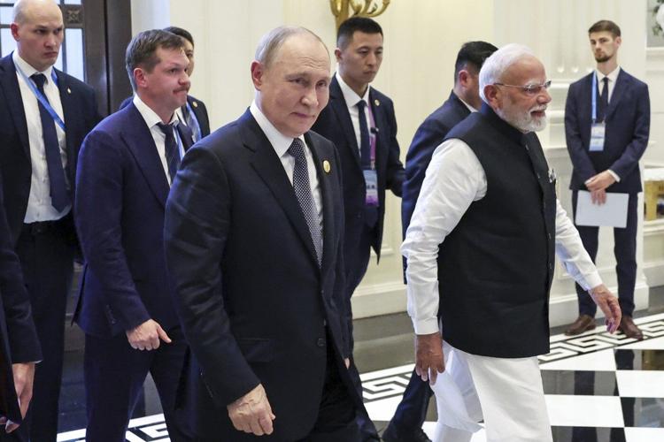 Modi and Putin meet on summit sidelines as India faces steep US tariff over Russian oil imports