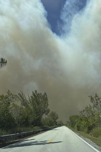 Brush fire, smoky conditions shut down road leading in and out of Florida Keys