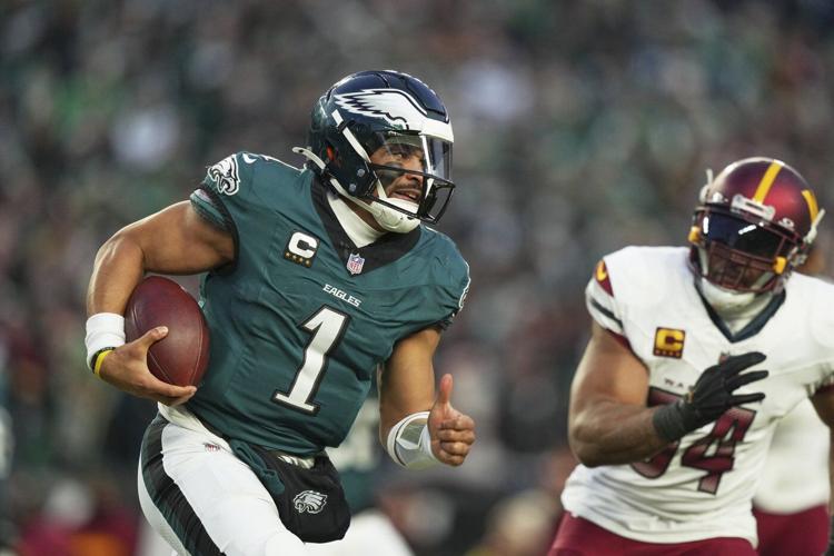 Hurts, Barkley each rush for 3 TDs to help Eagles reach Super Bowl with 55-23 win over Washington