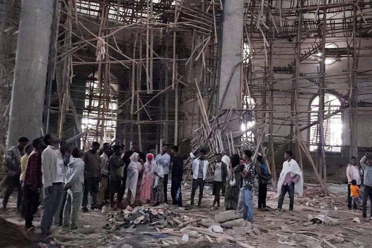 A collapse at a church under construction in Ethiopia kills at least 25 worshippers