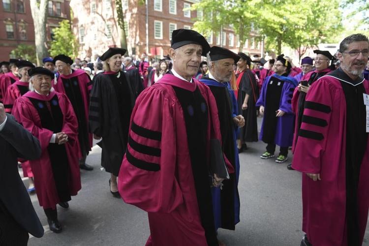 Tom Hanks urges Harvard grads to defend the truth and resist indifference