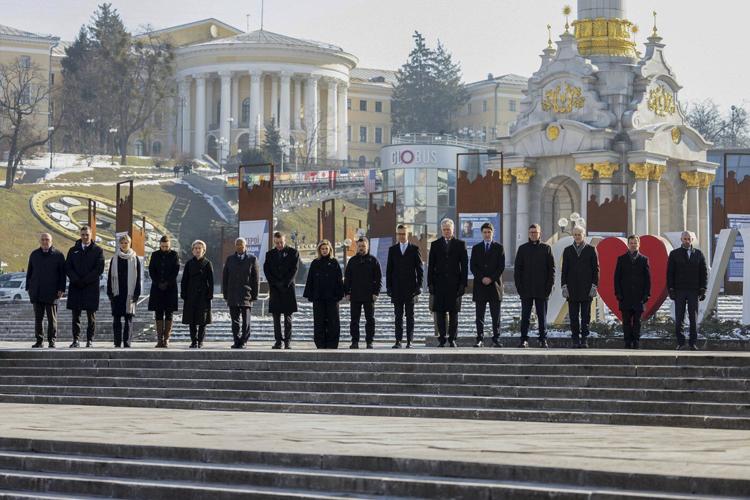 Western leaders visit Kyiv and pledge military support against Russia on the war's 3rd anniversary
