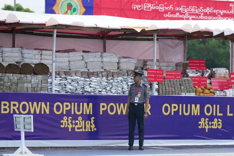 Myanmar torches $600 million in seized heroin, meth and other drugs