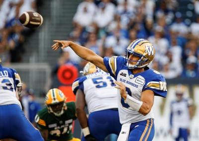 Collaros listed as third-string QB, Brown to start for Bombers against Stampeders