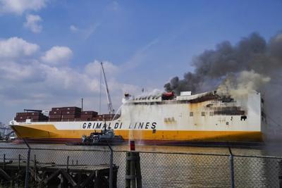 Fire that killed 2 on a cargo ship in New Jersey is out after nearly a week, officials say