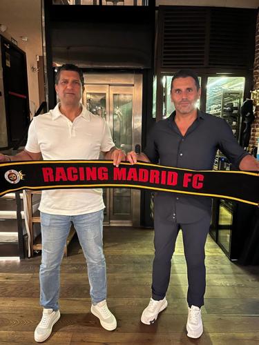 ϳԹ co-owner Steve Nijjar celebrates Racing Madrid's promotion in Spain