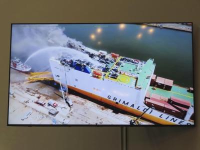 Mayday call from burning cargo ship in New Jersey prompted doomed rescue effort for 2 firefighters