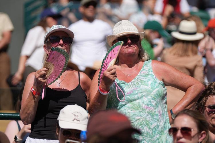 Wimbledon kept its courts lush green as other London lawns browned in record heat